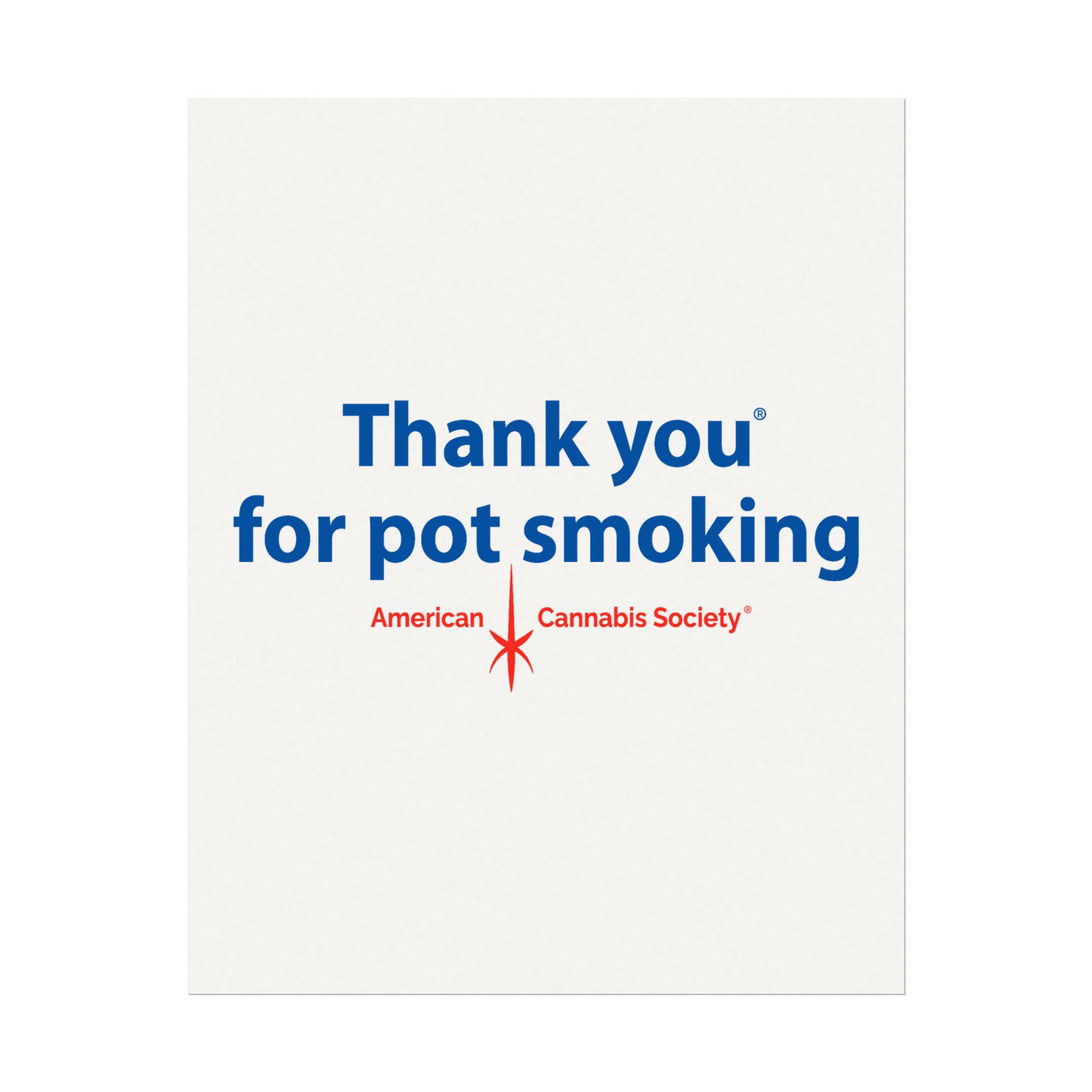 Thank You For Pot Smoking® Textured Watercolor Matte Poster – 54" x 36" (Horizontal)