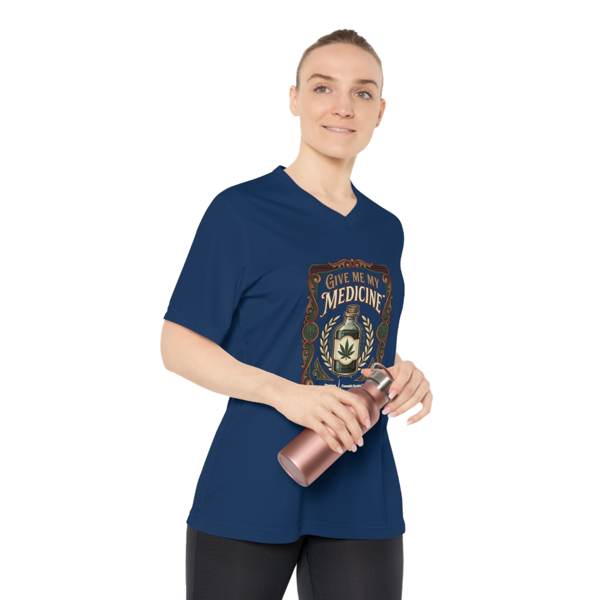 Give Me My Medicine Women's Performance V-Neck – Sport Dark Navy – view 4