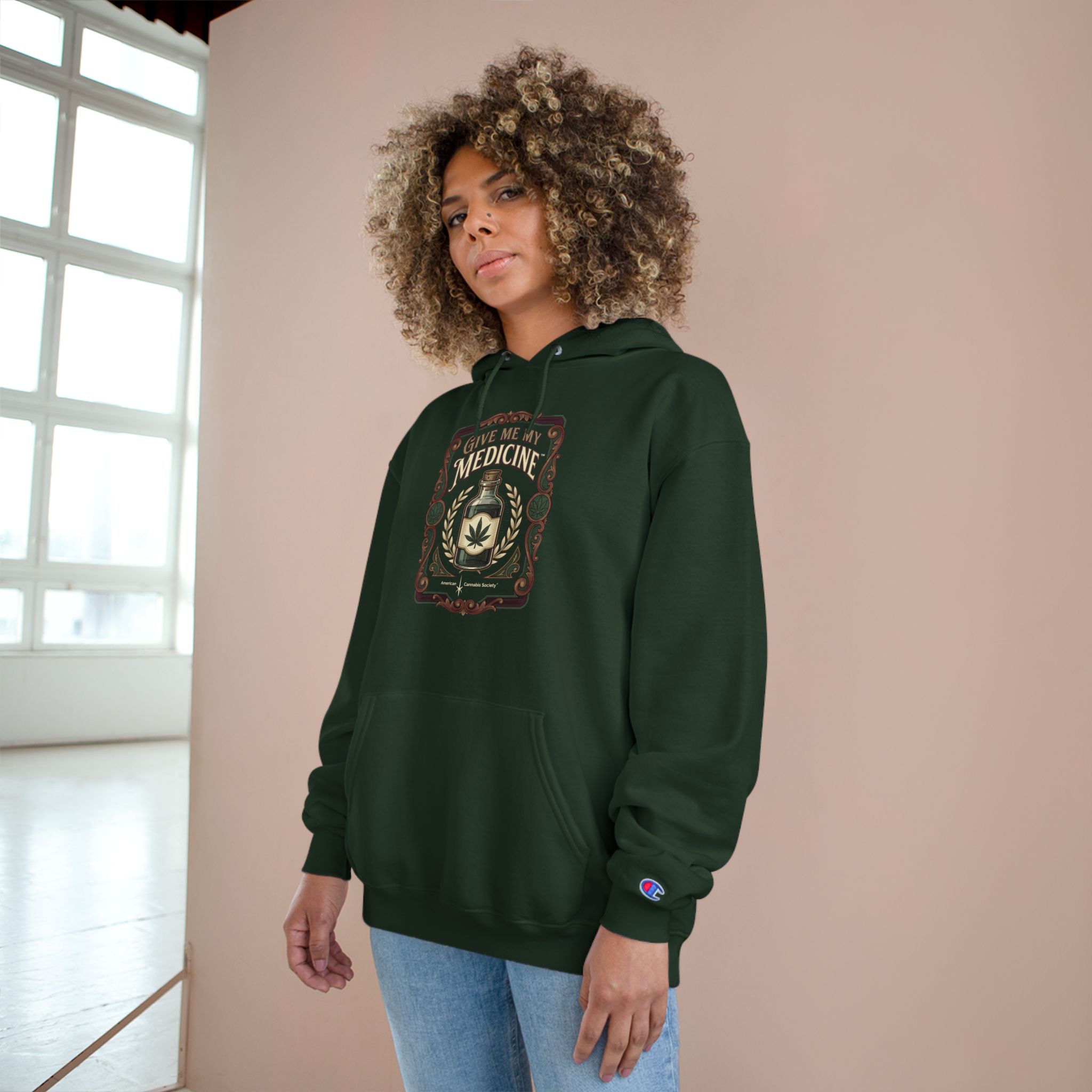 Give Me My Medicine™ Heavyweight Pullover Hoodie – Dark Green, view 4
