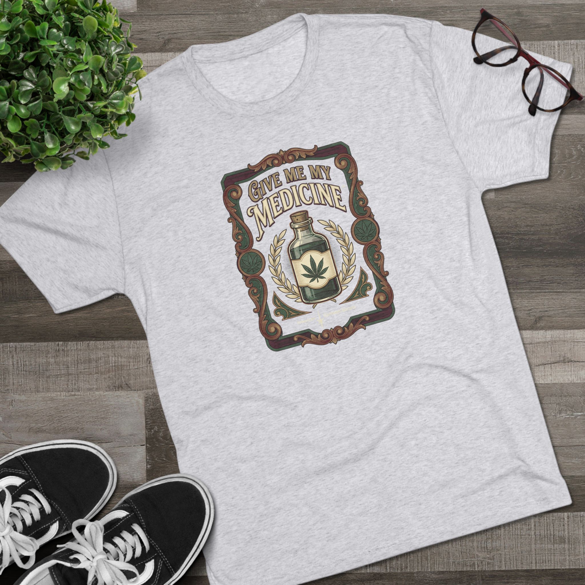 Give Me My Medicine™ Unisex Tri-Blend Crew Tee – Tri-Blend White – view 3