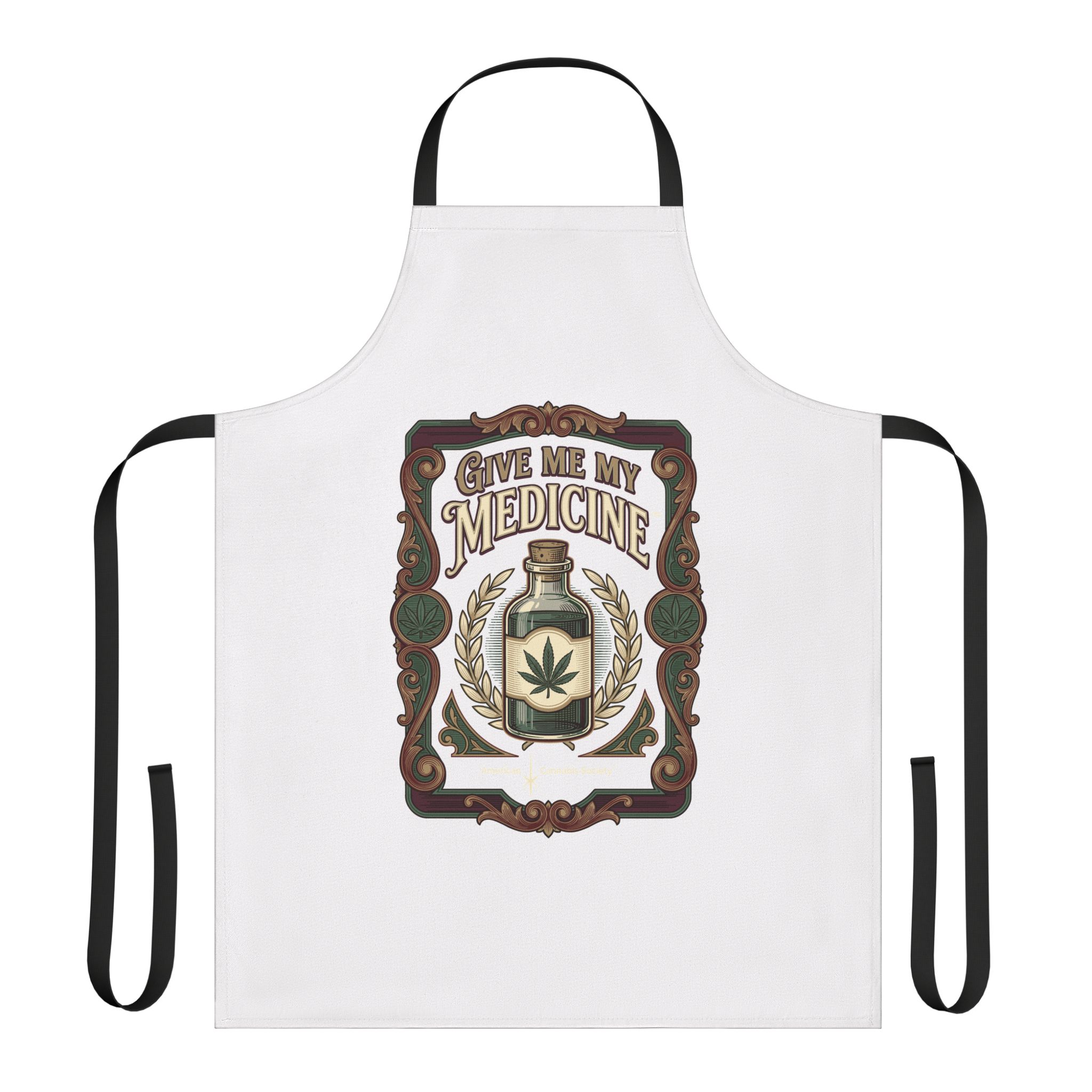 Give Me My Medicine™ Apron with 5 Strap Colors – Black