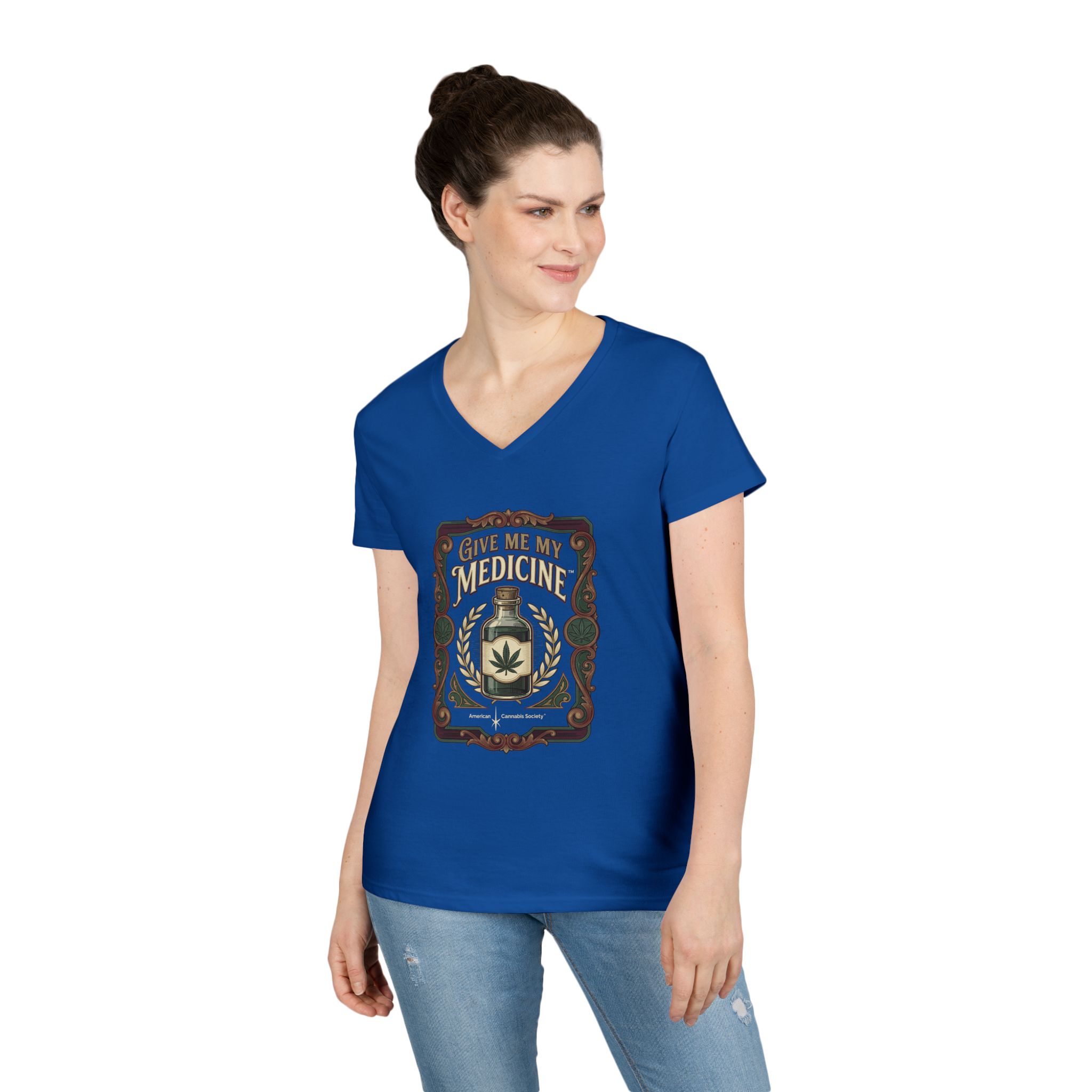 Give Me My Medicine™ Women's V-Neck Tee – Royal – view 3