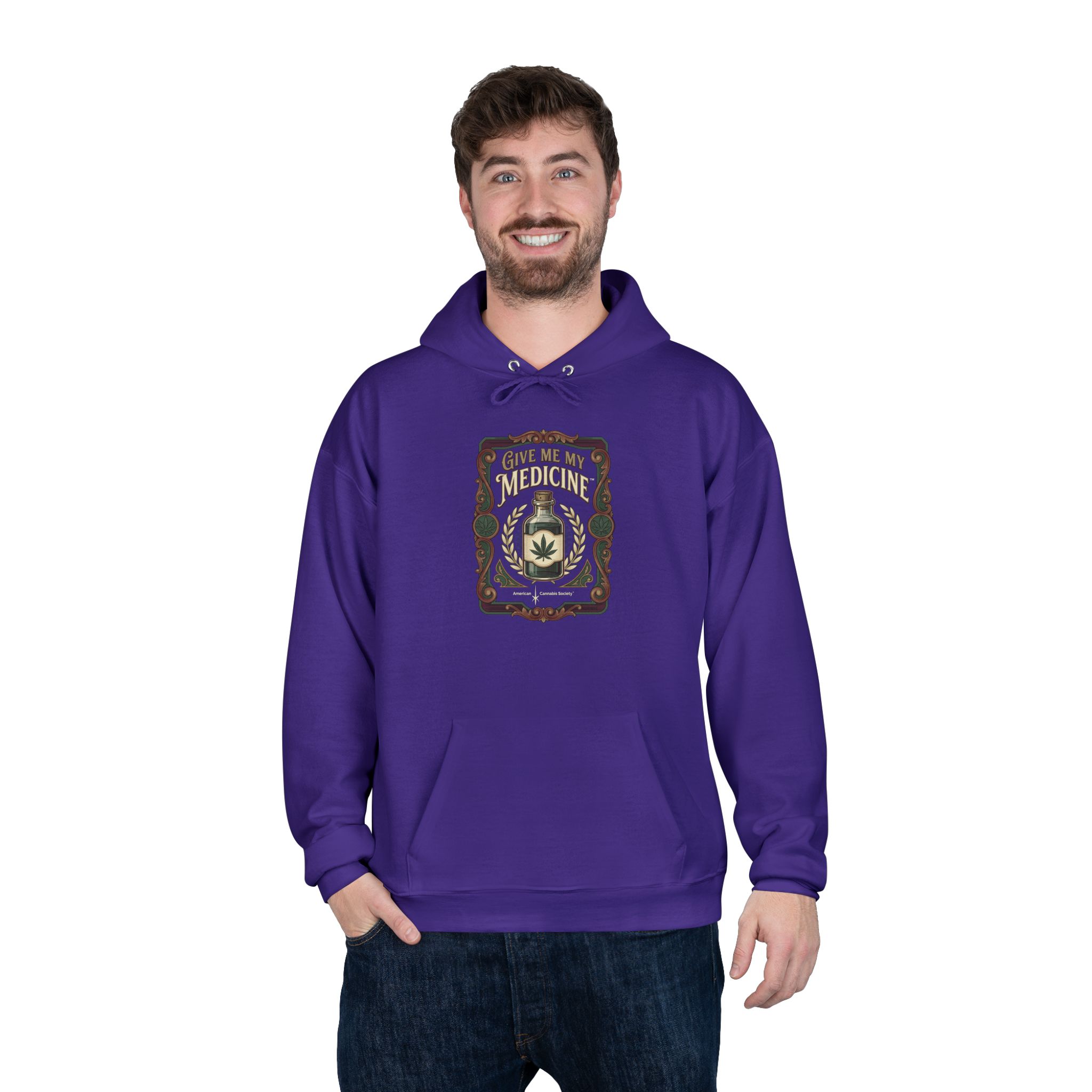 Give Me My Medicine™ Unisex Pullover Hoodie – Purple – view 4