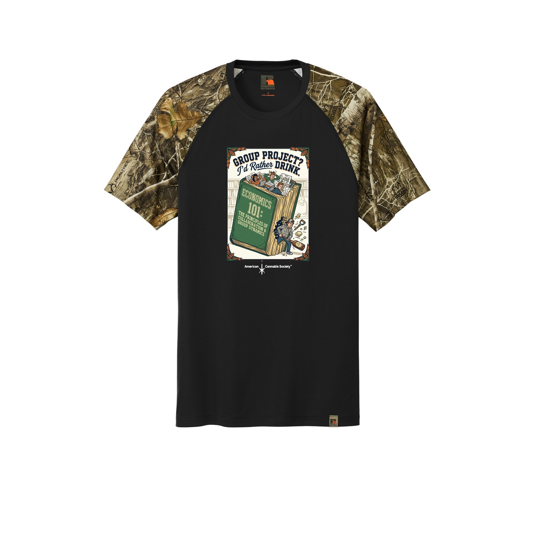 Group Project? I'd Rather Drink. Colorblock Performance Tee – Black/ Realtree Edge